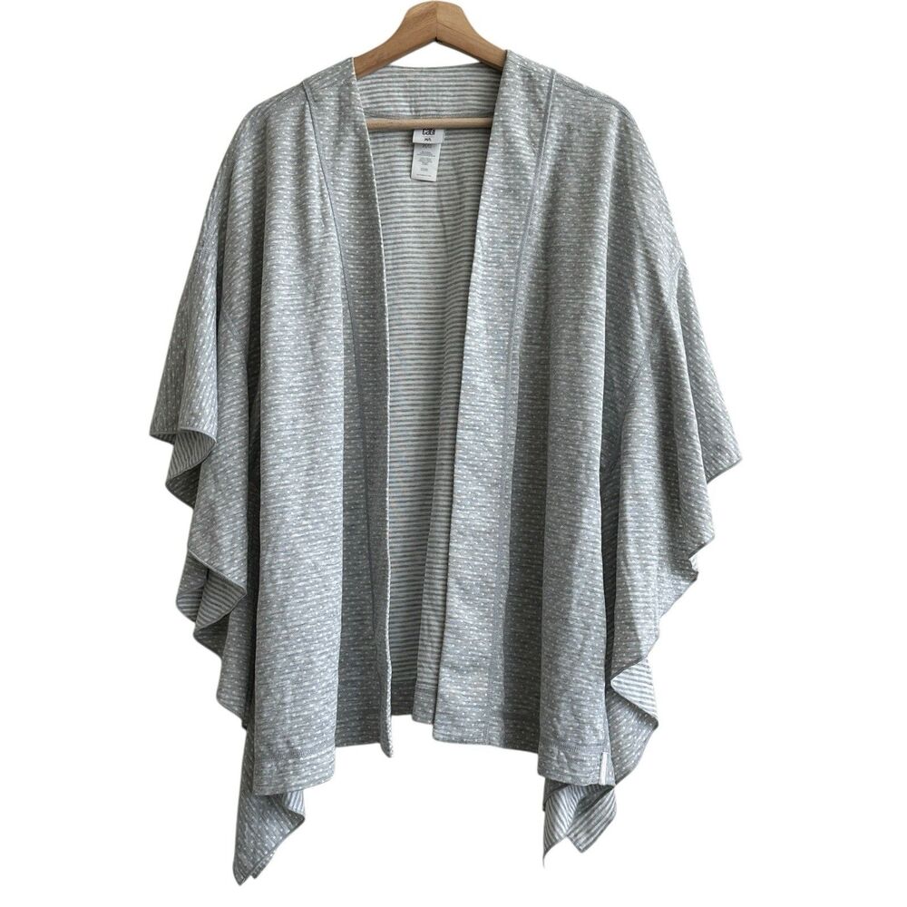 CAbi ATC Reversible Cape Topper Poncho 5846 Polkadot Stripes Gray White M/L